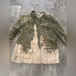 Westport 1962 Olive and Cream Utility Upcycled and Distressed Jacket